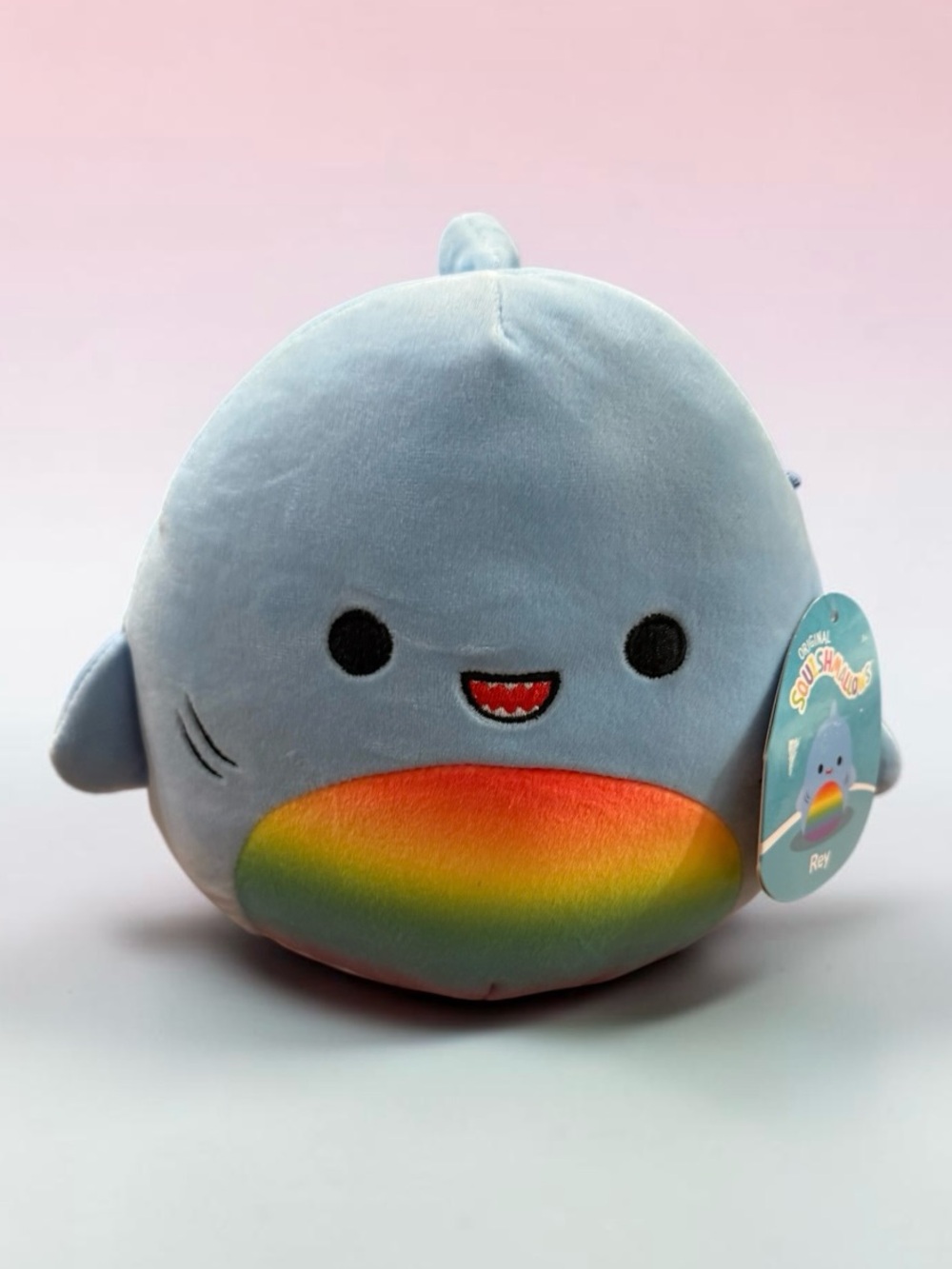 Squishmallows 8" Rey the Shark with Rainbow Belly